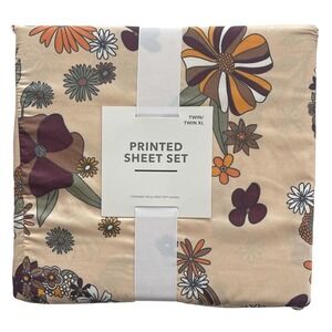 Boho Peace Daisy Floral Twin/Twin XL Sheet Set NWT